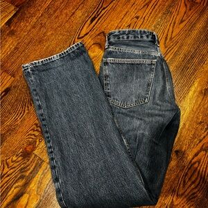 Zara Médium Wash Jeans - Wide Leg, Long